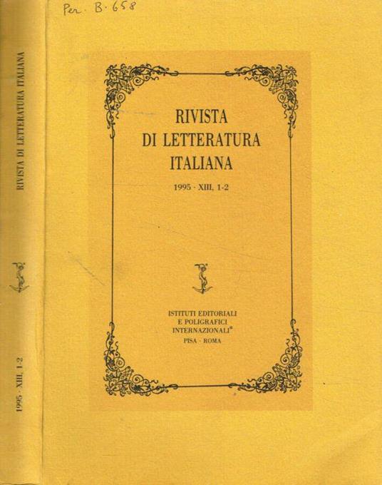 Rivista di letteratura italiana. 1995, XIII 1/2 - copertina