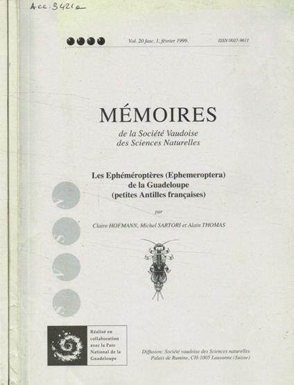 Mémoires de la société Vaudoise des sciences naturelles, fasc.1, 3, febbraio ed ottobre 1999 - copertina