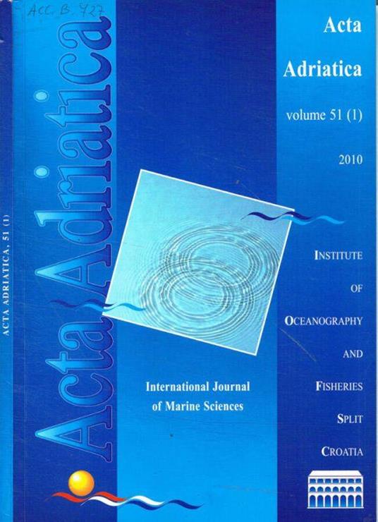 Acta Adriatica. International journal of marine sciences, vol.51 n.1, 2010 - copertina