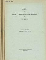 Atti del Museo Civico di Storia naturale di Trieste. Vol.XXIX fasc.1, 2, 3, 4 anno 1975-76