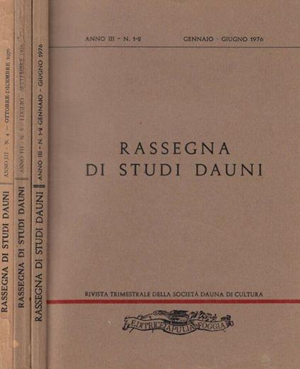 Rassegna di studi dauni- Anno III, n. 1-2, 3, 4 1976 - copertina