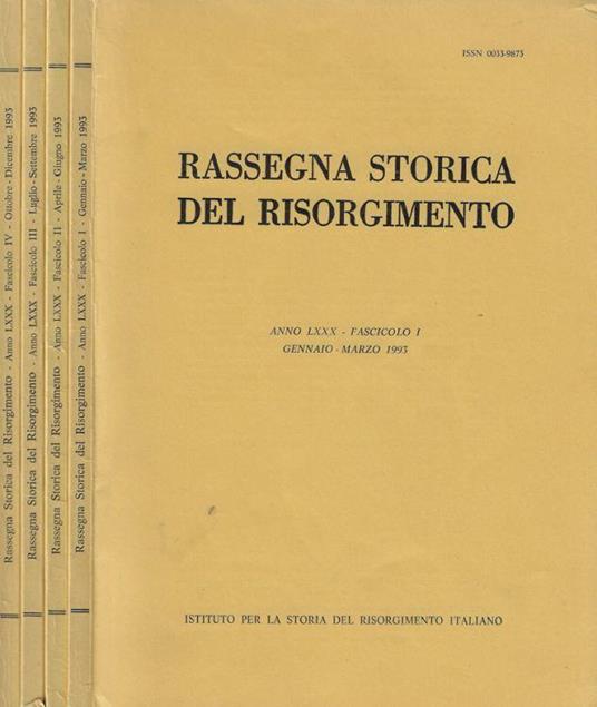 Rassegna Storica del Risorgimento Anno LXXX- 1993 - copertina