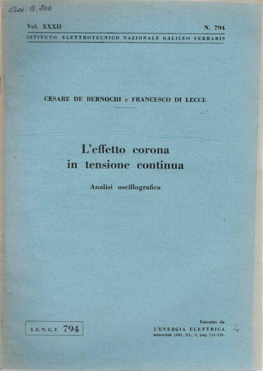 L' effetto corona in tensione continua - copertina