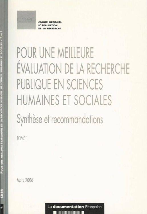 Pour une milleure évaluation de la recherche publique en Sciences Humaines et Sociales - Tome 1 - copertina