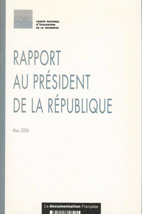 Rapport au Président de la République - Mars 2006 - copertina