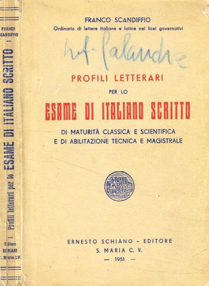 Profili letterari per lo esame di italiano scritto - copertina