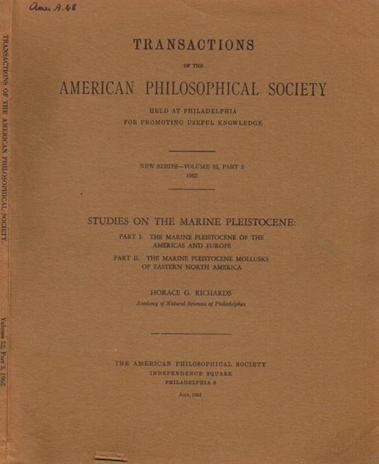 Studies on the marine pleistocene - copertina