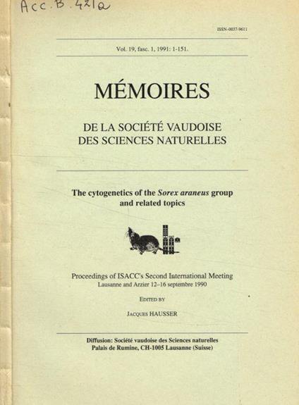 Mémoires de la société vaudoise des sciences naturelles vol.19 fasc.1, anno 1991 - copertina