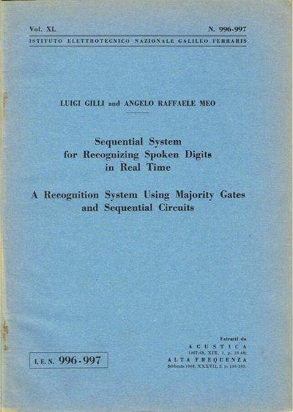 Sequential System for Recognizing Spoken Digits in Real Time - A Recognition System Using Majority Gates and Sequential Circuits - copertina