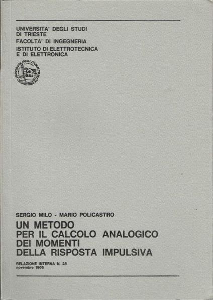 Un metodo per il calcolo analogico dei momenti della risposta impulsiva - copertina