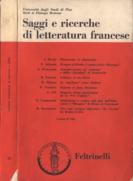 Saggi e ricerche di letteratura francese Vol. II - copertina