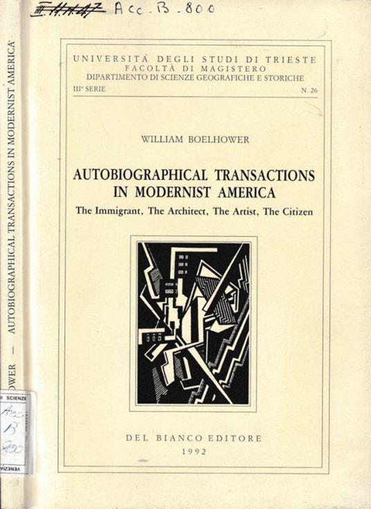 Autobiographical transactions in modernist America - copertina