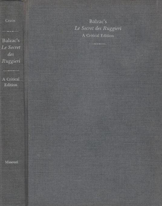 Balzac's Le secret des Ruggieri - copertina