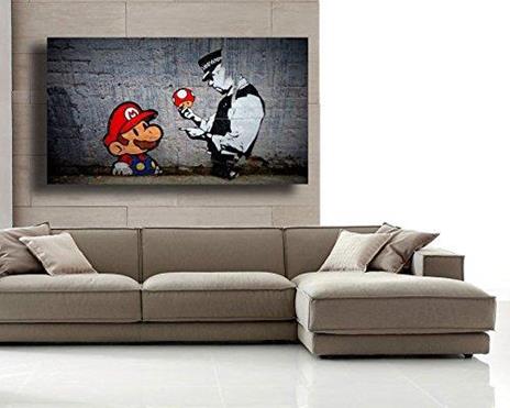 Quadro BANKSY Super Mario 40x70 cm Street Art RIPRODUZIONE STAMPA SU TELA -  Printerland - Casa e Cucina | IBS