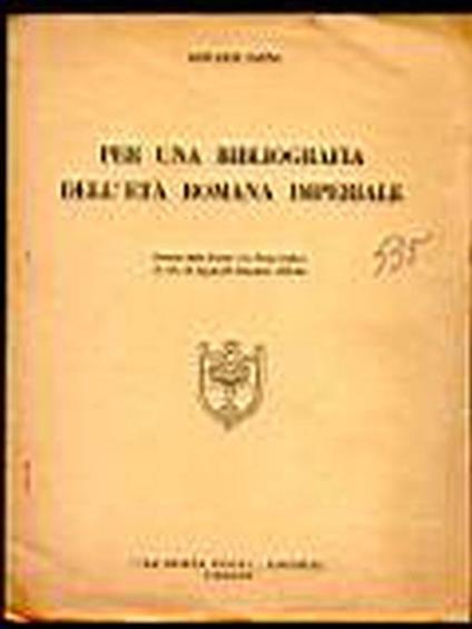 Per una bibliografia dell'età Romana Imperiale - Giovanni Sanna - copertina
