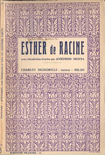 Esther - Jean Racine - copertina