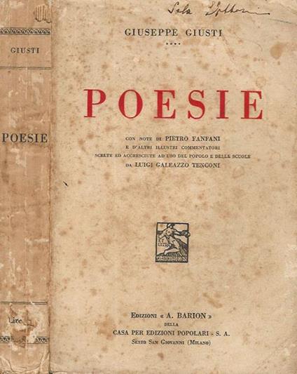 Poesie - Giuseppe Giusti - copertina