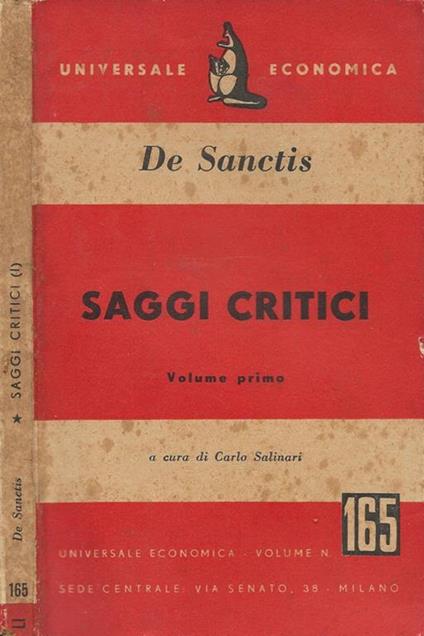 Saggi critici. Vol. I - Francesco De Sanctis - copertina