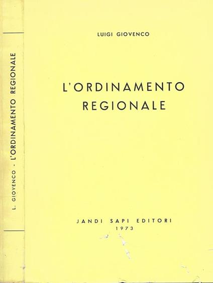 L' ordinamento regionale - Luigi Giovenco - copertina