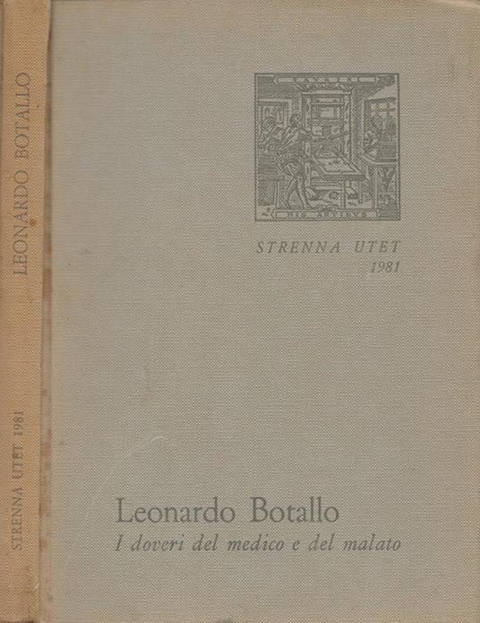 I doveri del medico e del malato - Leonardo Botallo - copertina