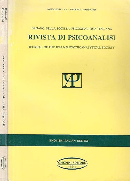 Rivista di Psicoanalisi Anno XXXIV - N. 1 - copertina