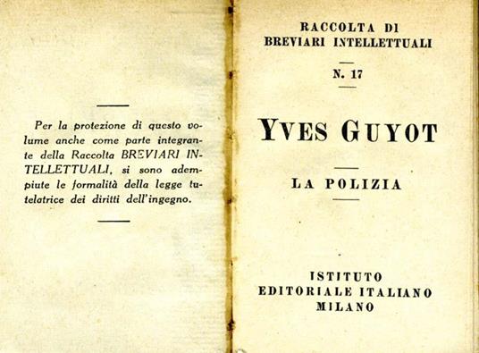 La Polizia - Yves Guyot - copertina