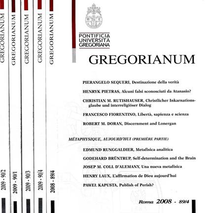 Gregorianum 89/4 2008, 90/1 90/2 90/3 90/4 2009 - Sergio Bastianel - copertina