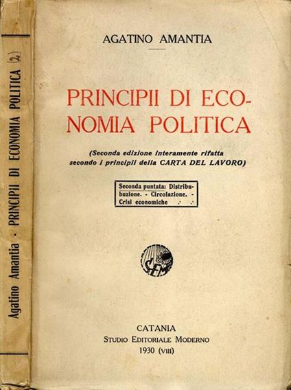 PrincipII di Economia Politica - Agatino Amantia - copertina