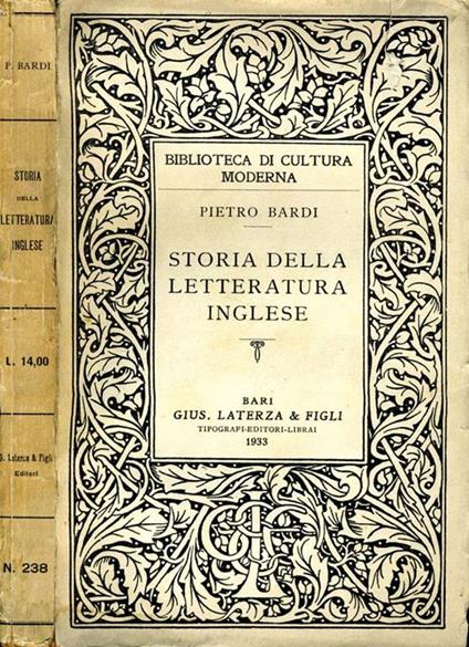 Storia della Letteratura Inglese - Pietro M. Bardi - copertina