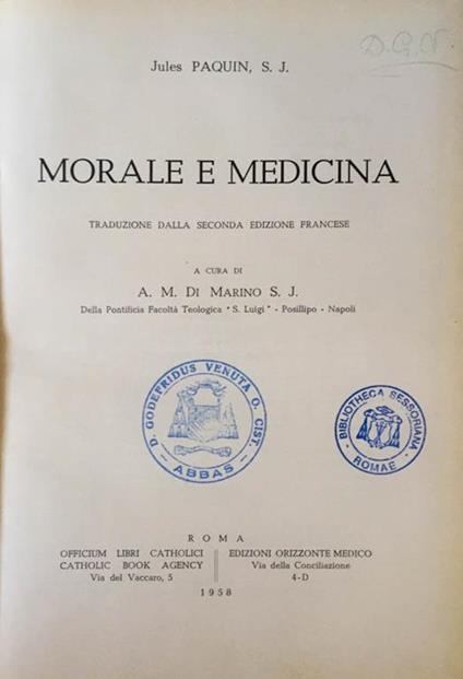 Morale e Medicina - Jules Paquin - copertina