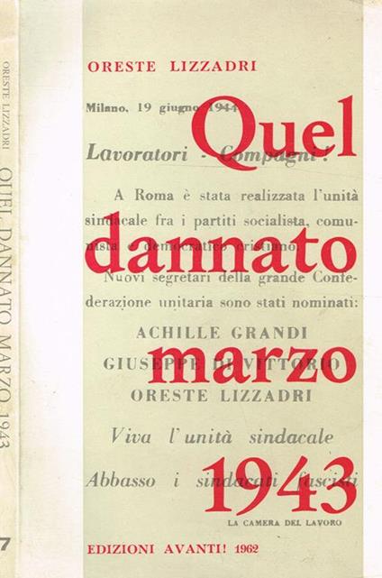 Quel dannato marzo 1943 - Oreste Lizzadri - copertina