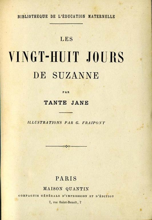 Les Vingt-Huit Jours De Suzanne - Tante Jane - copertina