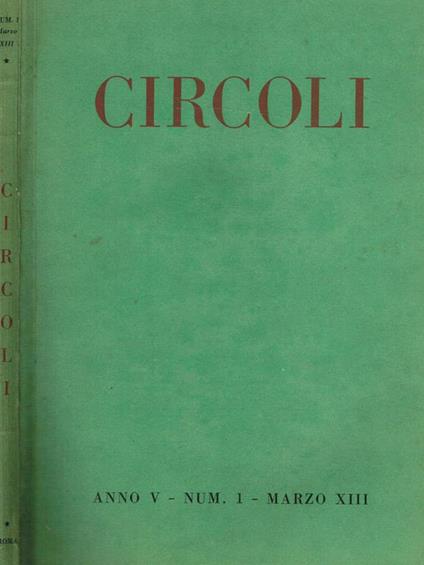 Circoli Anno V N.1. Rivista di Poesia - Adriano Grande - copertina