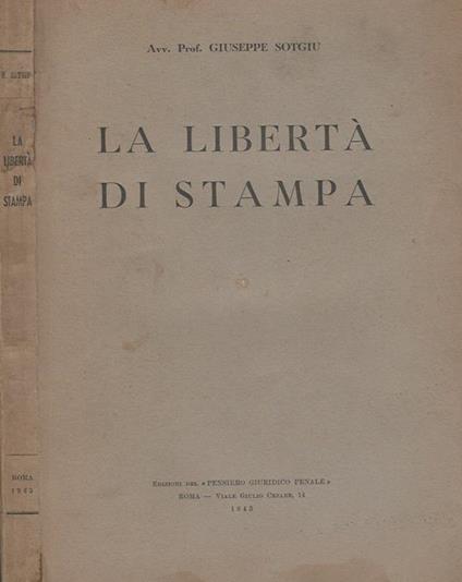 La libertá di stampa - Giovanna Sotgiu - copertina