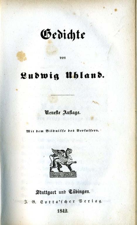 Gedichte - Ludwig Uhland - copertina