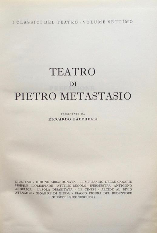 Teatro di Pietro Metastasio - Pietro Metastasio - copertina