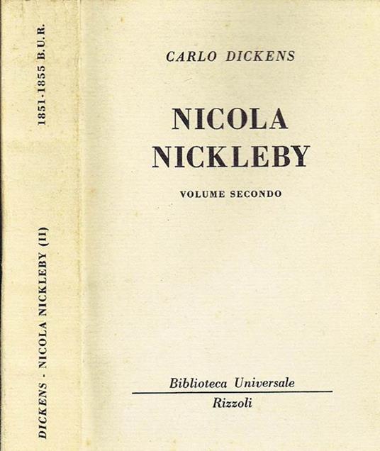 Nicola Nickleby (Volume Secondo) - Charles Dickens - copertina