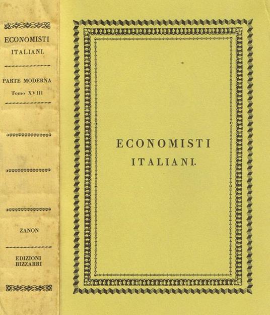 Economisti italiani. Scrittori classici italiani di economia politica parte moderna - Zanon - copertina