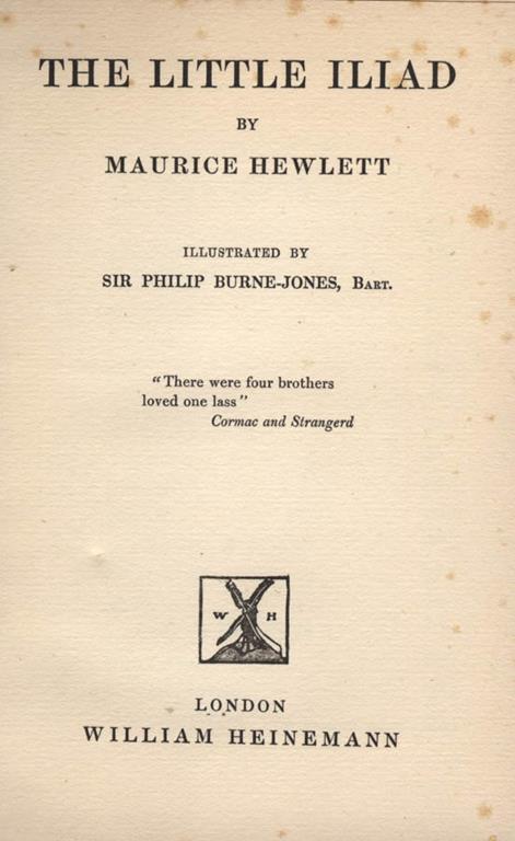 The little Iliad - Maurice Hewlett - copertina