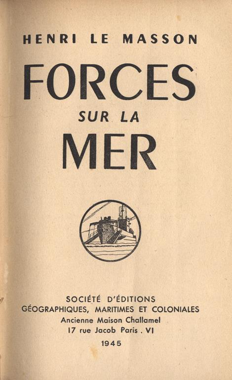 Forces sur la mer - Henri Le Masson - copertina