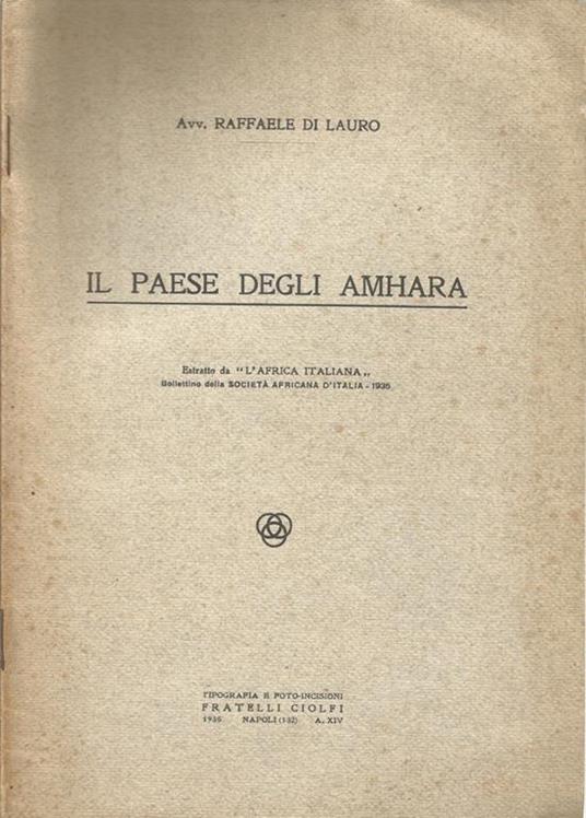 Il Paese degli Amhara - Raffaele Di Lauro - copertina