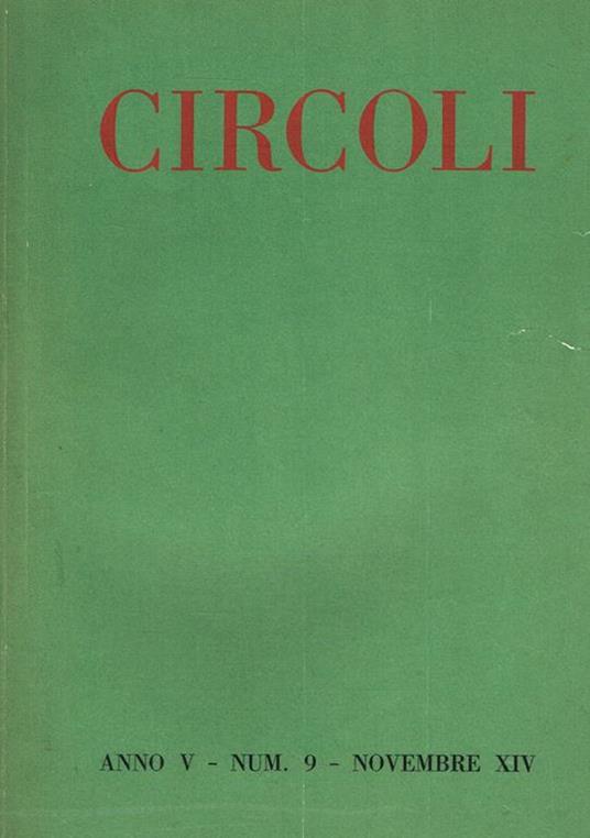 Circoli Anno V N.9. Rivista Mensile di Letteratura e Critica - Adriano Grande - copertina