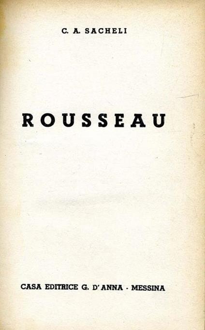 Rousseau - C. A. Sacheli - copertina