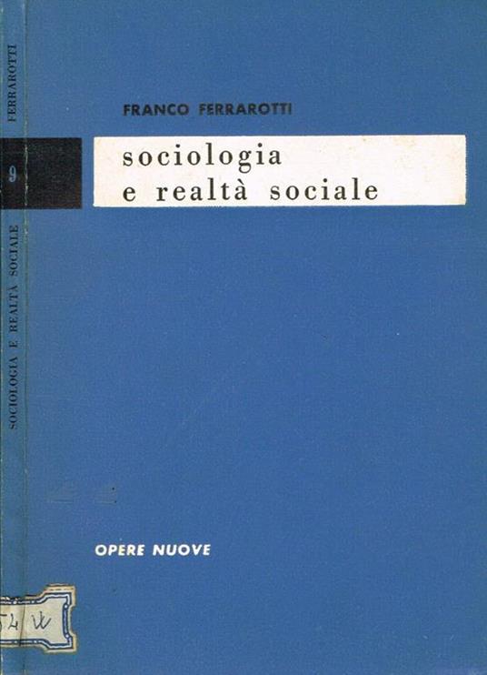 Sociologia e realtà sociale - Franco Ferrarotti - copertina