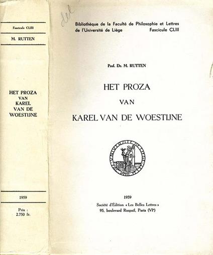 Het Proza Van Karel Van De Woestijne - M. Rutten - copertina