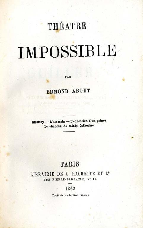 Theatre Impossible - Edmond About - copertina