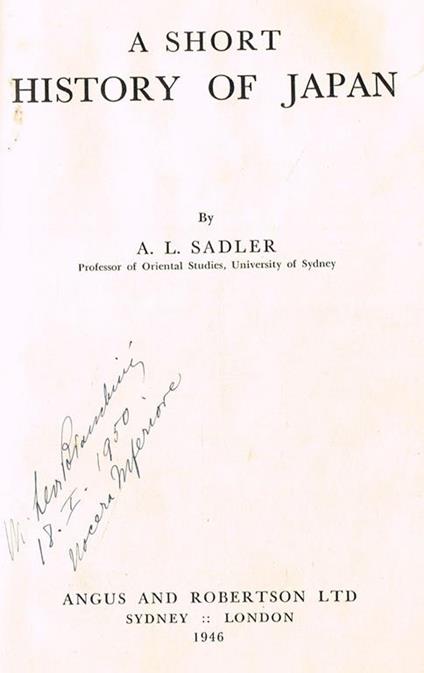 A short history of japan - A. L. Sadler - Libro Usato - Angus And Robertson  