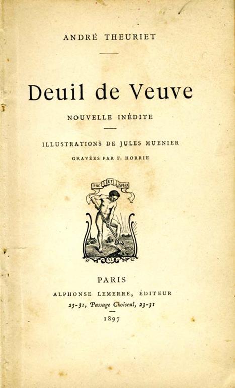 Deuil De Veuve. Nouvelle inedite - Andre Theuriet - copertina