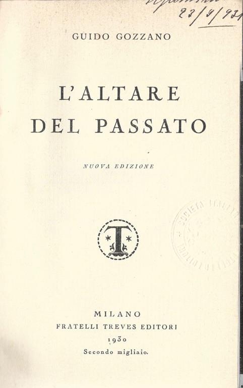 L' altare del passato - Guido Gozzano - copertina