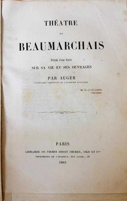 Théatre - P. Augustin de Beaumarchais - copertina